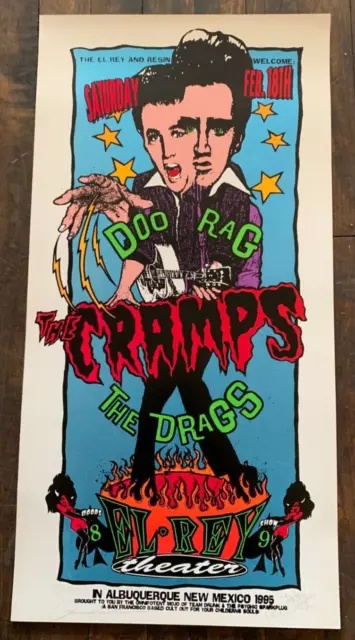 Psychic Sparkplug - 1995 - The Cramps Concert Poster S&N W/ Doo Rag @ El Rey
