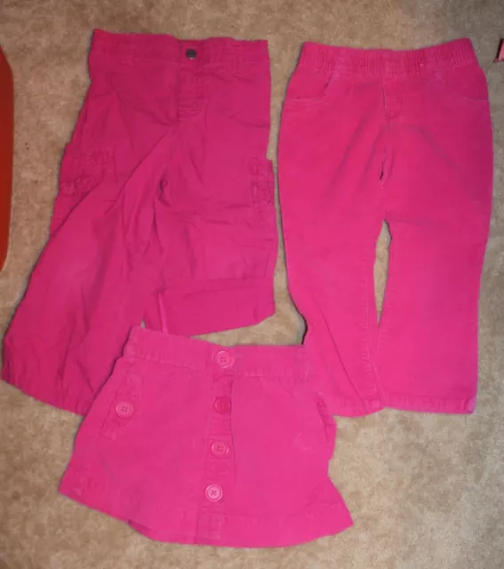 LOT OF 3 * Girls' 3T BOTTOMS (Pink Corduroy Okie Dokie; Conversion Pant Carters)