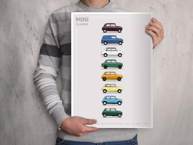 POSTER - MINI CLASSIC EVOLUTION - (A4 A3 A2 Sizes) Cooper, Clubman, Mayfair