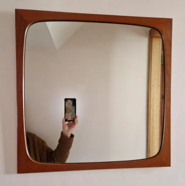 Midcentury Danish teak framed mirror 60s vintage Aksel Kjersgaard modernist MCM