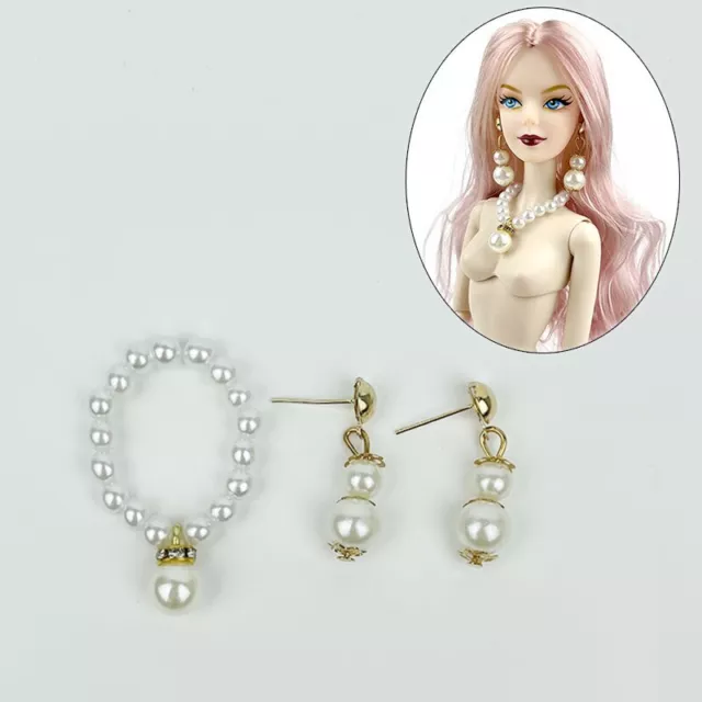 Imitation Pearl Necklace Fashion Decoration Earring for Barbie Doll Toys 1/6