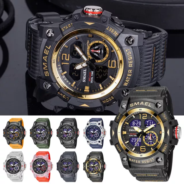 Mens Watches Big Face Military Army Walking Sports Digital LED Waterproof Watch