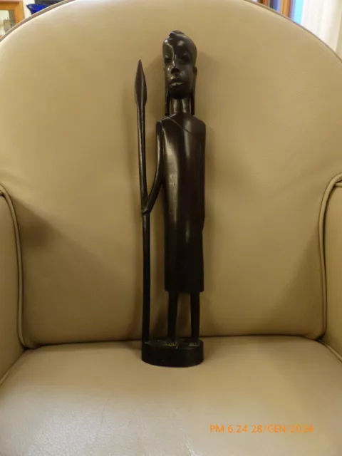 Statuetta in legno ebano africana guerriero Masai h.cm.48xcm.8xcm.9peso Kg.1,109