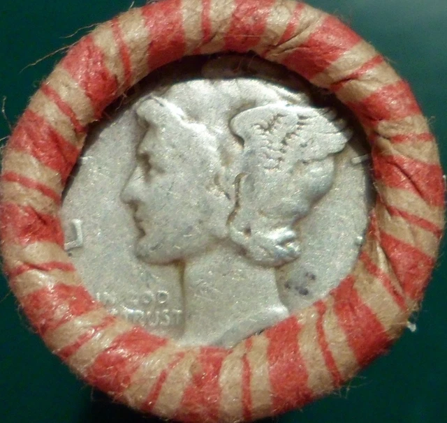 Estate Mixed Wheat & Indian Cent Roll with Mercury Dime & Indian Head coins m9