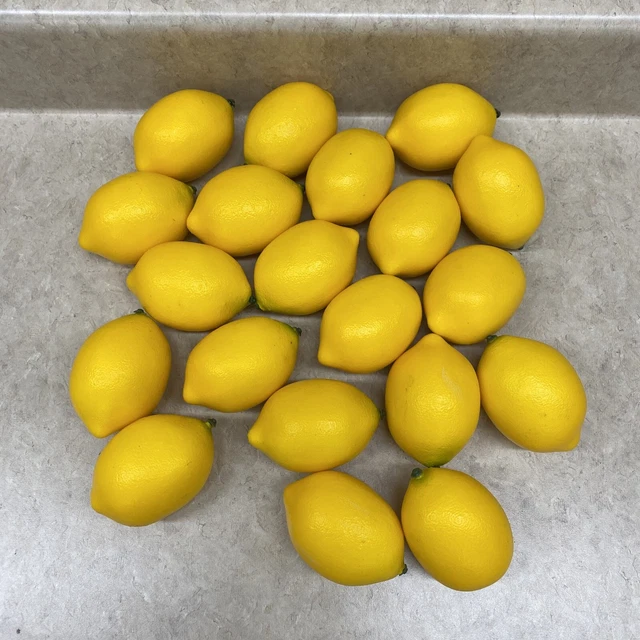 LOT OF 20 Artificial LEMONS / Realistic Life Sized Faux Fruit HOME
