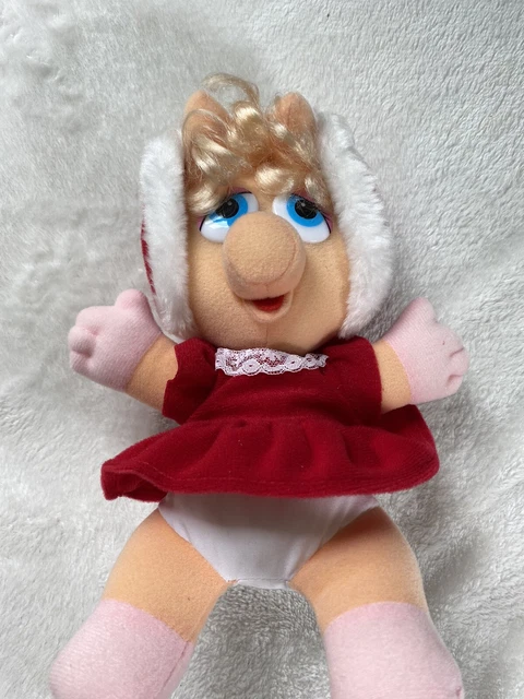 Vintage Baby Miss Piggy Christmas Plush 10” Jim Henson Muppets Babies 1987
