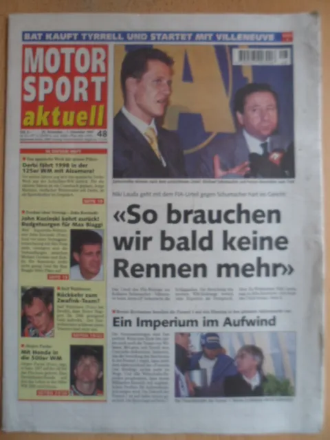 MOTOR SPORT aktuell 25.11.-1.12. 48 - 1997 Niki Lauda Schumacher Jürgen Fuchs