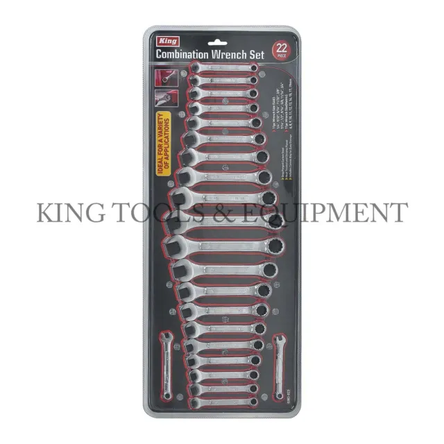 KING 22PC Combination Wrench With Canvas Bag, Open-End Box-End Quality Hand tool