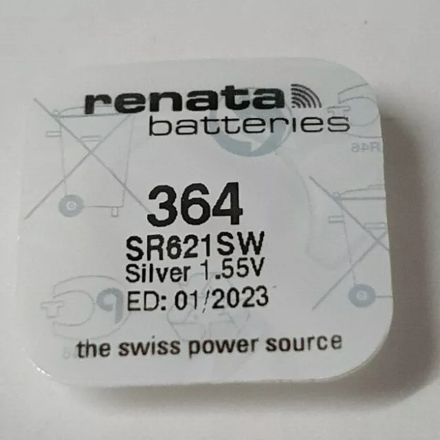 1x Renata 364 Knopfzellen Uhrenbatterie Knopfzelle V364 SR60 SR621 SR621SW AG1