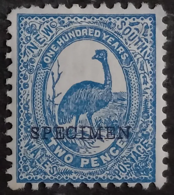 1888- NSW Australia 2d Prussian Blue Emu  Stamp P11x12 Specimen