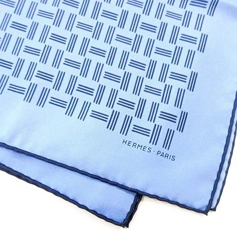 Hermes Tagged CARRES 70 Scarf Silk Whole Pattern Green Blue U180 A0518 Women