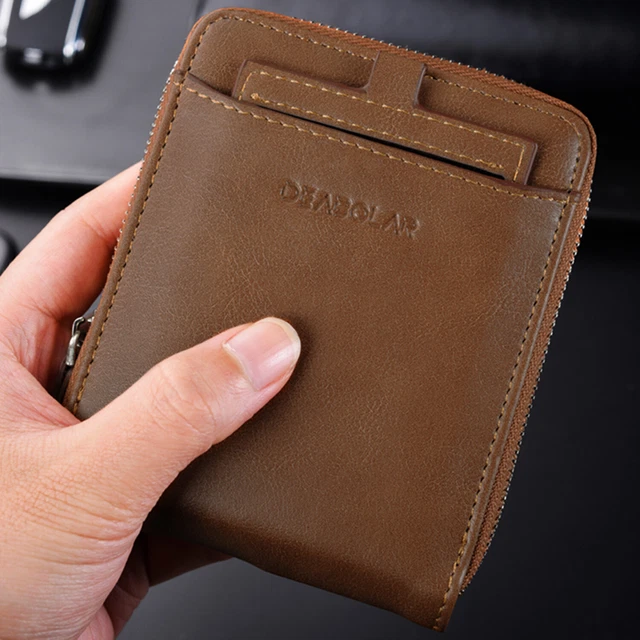 Men RFID Blocking PU Leather Bifold Wallet Credit Card ID Holder Zip Purse 7