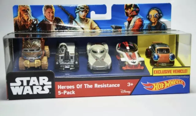 STAR WARS HOT WHEELS HEROES OF THE RESISTANCE 5 PACK - 2015 Mattel NEW Rare