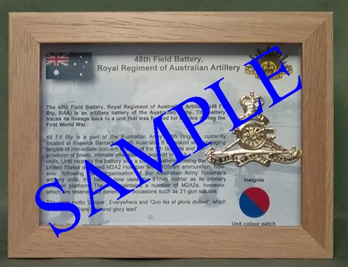 109 Bty Raa 48TH FIELD BATTERY, Royal Australian Artillery - Framed Memorabilia £39 ...