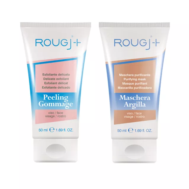 Rougj Maschera Purificante Viso Argilla + Esfoliante Delicato Gommage Viso