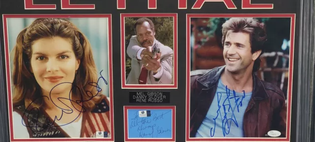 Lethal Weapon Signed Autograph Photo +Cut Mel Gibson Glover Russo Framed GAI JSA 2