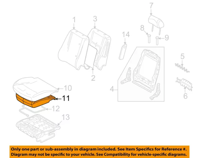 Mercury FORD OEM Front Seat Bottom-Foam Cushion Pad Insert Right 9N7Z54632A22A