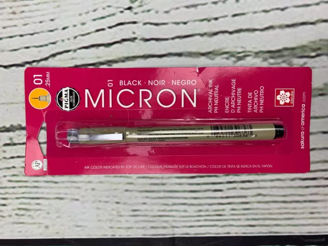 Sakura 30181 Pigma Micron Blister Card 01 Ink Pen, 0.25-mm, Black