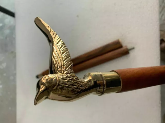 Solid Brass Bird  Handle Vintage Designer Wooden Walking Stick Cane ideal gift