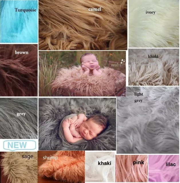 NEW Mongolian Long Faux Fur Baby Fabric Stuffer Blanket Photography Photo Prop