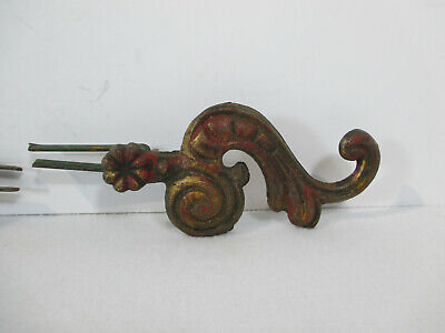 Curtain Rod Finials Scroll Cast Metal Painted Right Left Antique Restoration 2pc 3