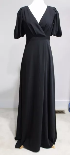 New J CREW Black Drapey Matte Crepe Open Back Long Dress Formal Gown Sz 0