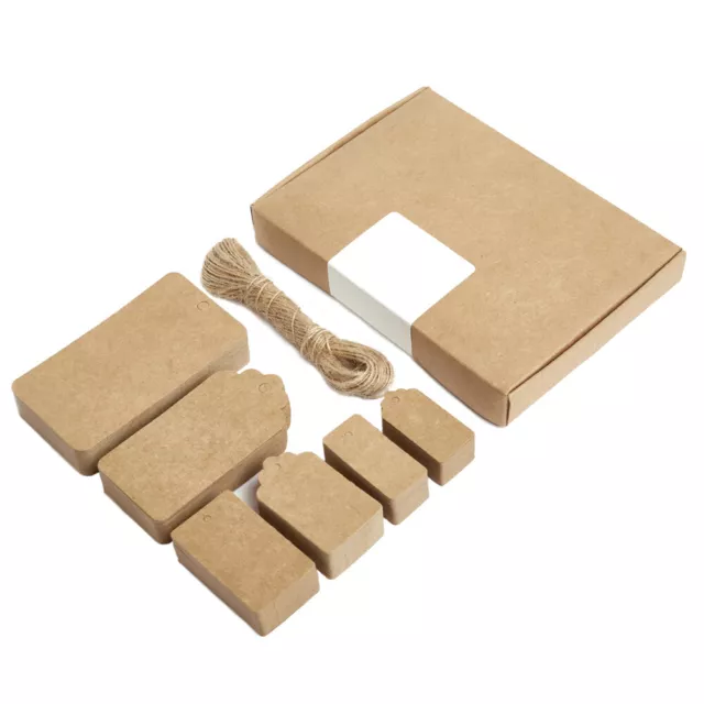 ECO KRAFT Paper Gift TAGS Card Label | 200 Mixed Pack | Free String | UK Seller