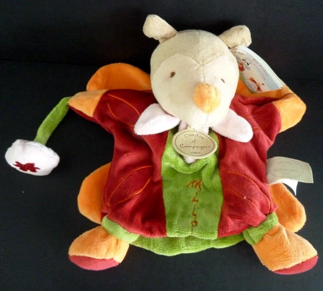 EB. DOUDOU PLAT MARIONNETTE BABY NAT PAPILLON Miloo rouge orange vert rose NEUF