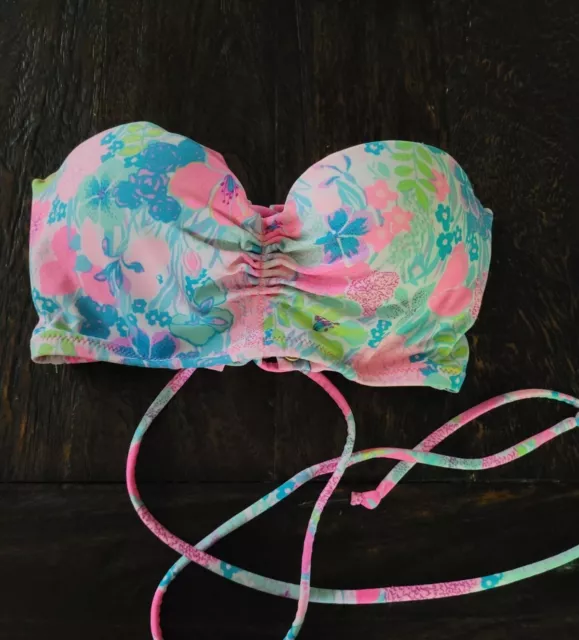 Victoria's Secret Beach Sexy Floral Lace Up The Flirt Bandeau Bikini Top 32A