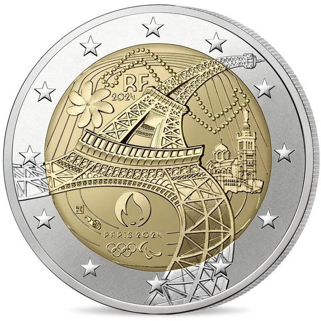 FRANCE 2 EURO 2024 Jeux Olympiques Paris 2024 Tour Eiffel UNC EUR 3