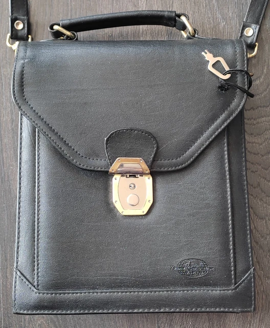 Sacoche Noire Vintage CREEKS Des Années 80/90 - En Skaï - Taille Moyenne - Neuf Sans étiquettes