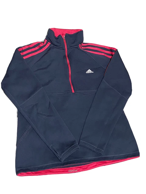 ADIDAS- Girl's Grey/Pink 1/4 Zip Sports/Track Jacket Size- 12-14 YEARS