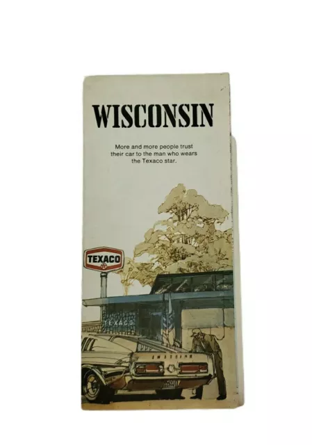 Vintage Texaco 1971 Wisconsin State Highway Gas Station Travel Road Map