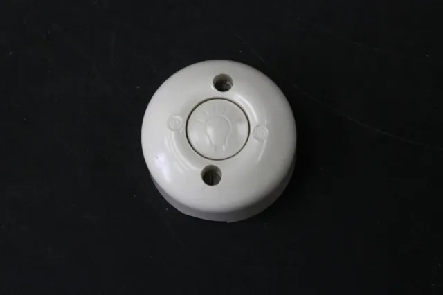 1 X Old Switch Light Door Bell Button Exposed Round White Bakelite