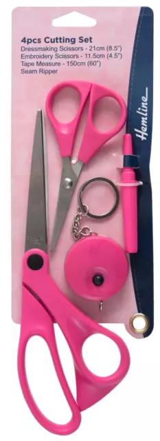 Hemline Sewing Starter Cutting Set – Pink Scissors, Seam Ripper & Tape Measure