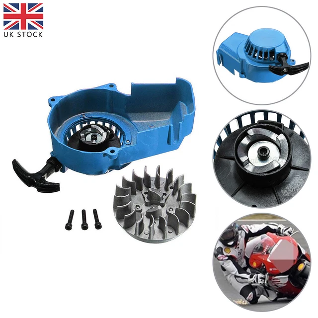 2 STROKE ALLOY PULL START STARTER+Flywheel For MINI MOTO DIRT ATV QUAD ...