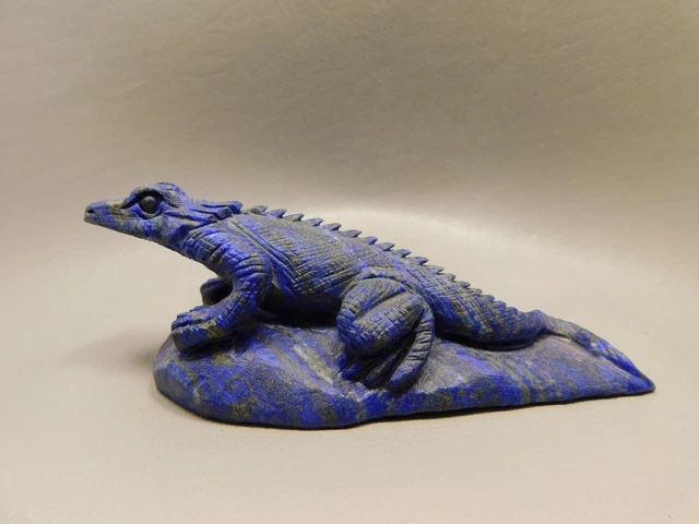 Lizard Figurine Blue Lapis Collectible Gemstone Animal Carving #O152