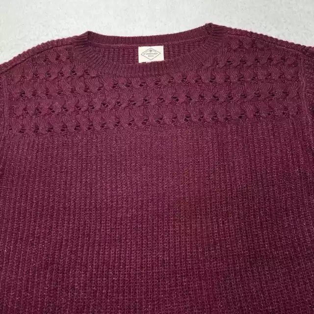 St. John's Bay Women's Large Long Sleeve Burgundy Purple Crewneck Sweater Knit 2