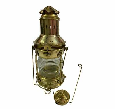 12" Nautical Maritime Shinny Brass Ship Lantern Boat Oil Lamp Home Decor