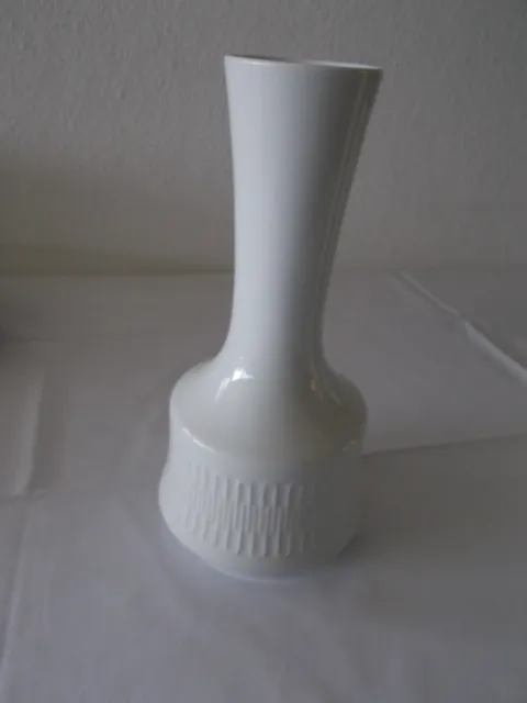 Hutschenreuther Arzberg Op-Art Vase  weiß 70er Jahre  ca. 28 cm Höhe