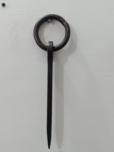 Iron Antique Ring Meat Beam Game Hook 12 " Wrought Iron Tethering Set of 5 3