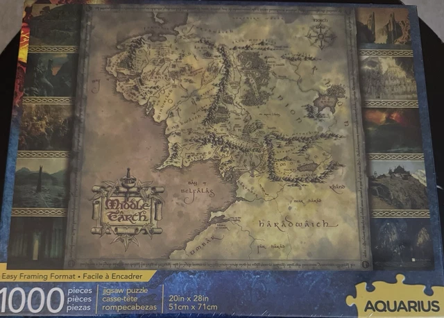 THE LORD OF the Rings Middle Earth Map 1000 piece jigsaw puzzle easy ...