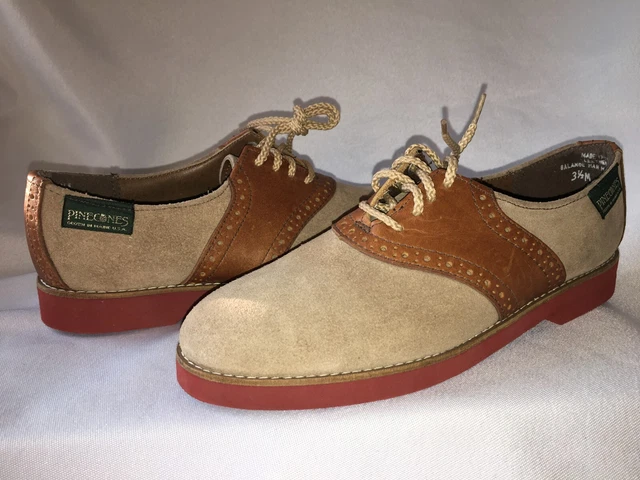 New GIRLS 3.5M Tan - Brown Suede Leather Saddle Shoe Style Sz 3.5M  NEW~FreeShip