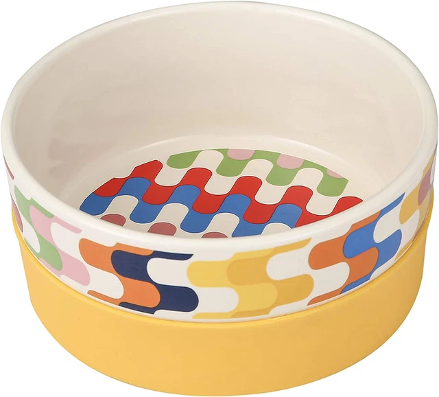 Now House for Pets by Jonathan Adler Bargello Duo Dog Bowl, Small Cute Ceramic D