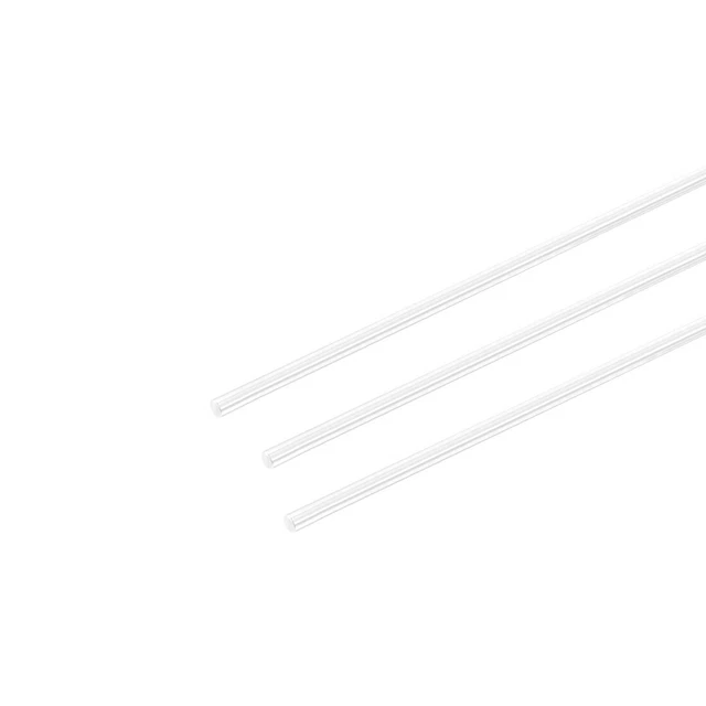 3 pz. Asta rotonda vetro acrilico PMMA 2 mm diametro 20" lunghezza chiara