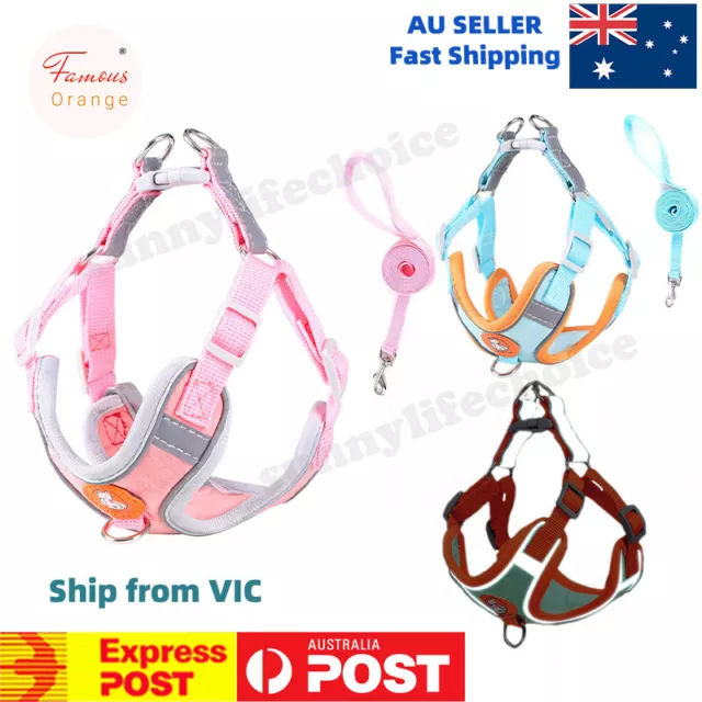 Dog Harness Breathable Reflective Vest Leash Adjustable Cat Lead for Small Pet