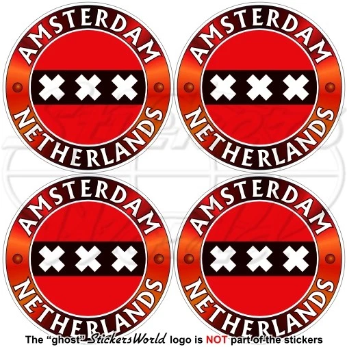 Autocollants Pays-Bas Holland - 4 Stickers Vinyle 3,8x5 Cm, Résistants Aux Intempéries