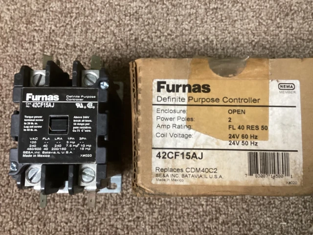 Furnas 42CF15AJ Definite Purpose Contactor 24V Coil-NIB