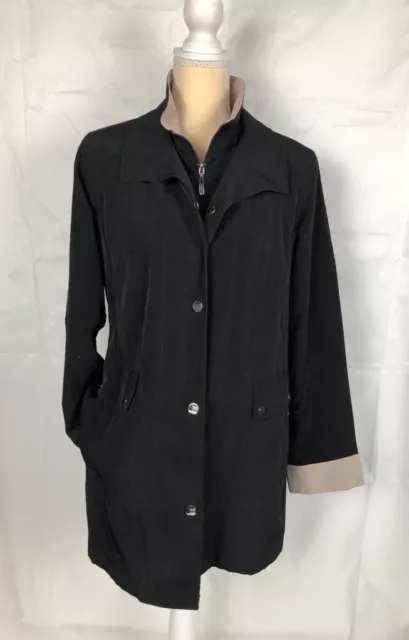 Croft & Barrow Women's Sz M Black Jacket/Coat Gr8 Cond pockets zipper & snaps