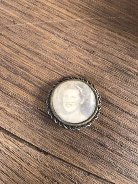 Vintage Brass Twist Pin W/ Old Photograph